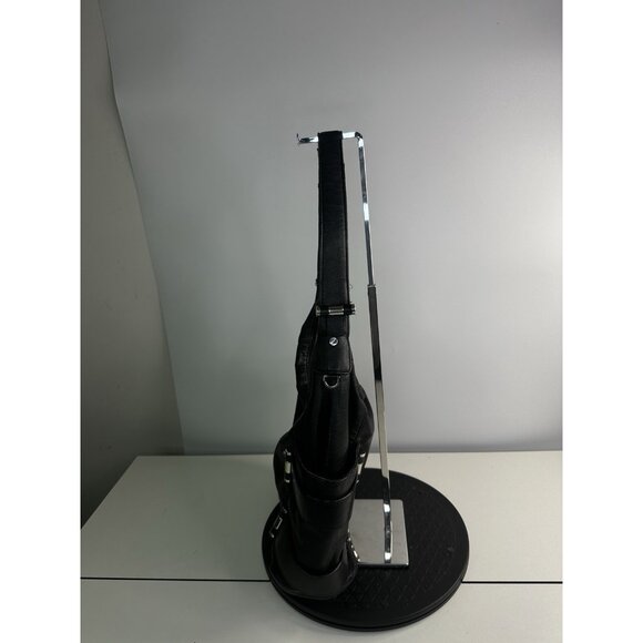 Michael Kors Black Leather Silver Hardware Shoulder Bag Purse Fulton - Picture 4 of 10